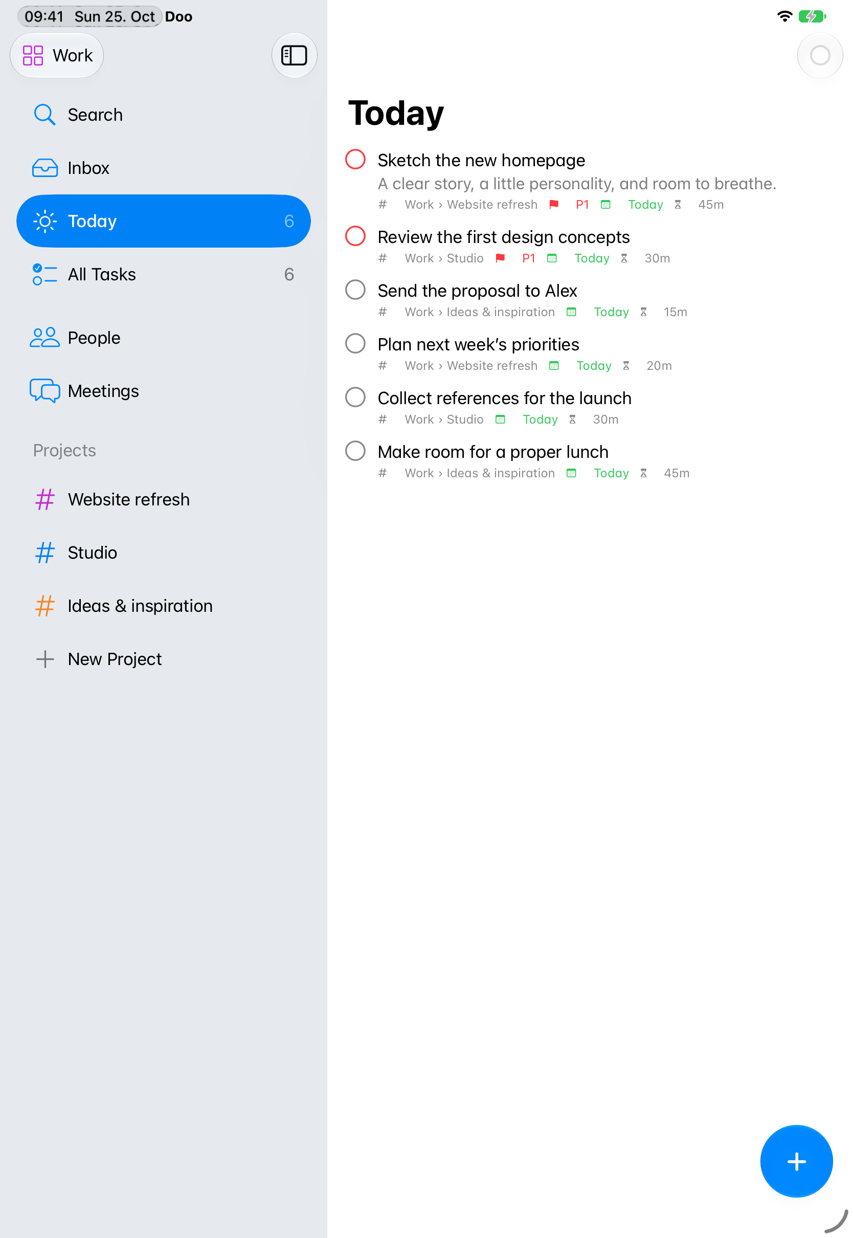 Doo on iPadOS 27 with the native sidebar and Today view